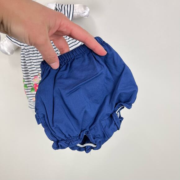 Janie and Jack Navy Striped Floral Set 0-3 Months - Picture 5 of 10